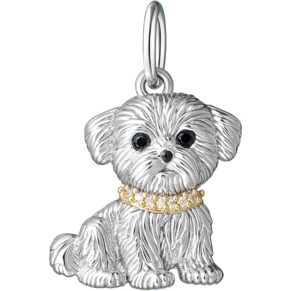 Sterling Gold Maltese breed charm plated option cubic zirconia Necklace Jewelry - Picture 1 of 3